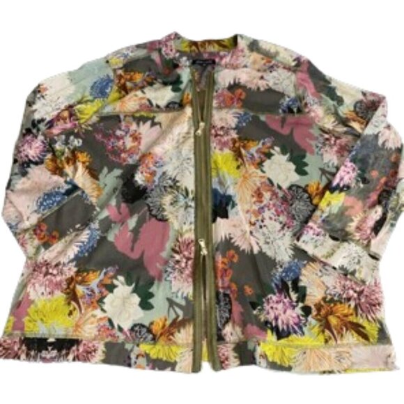 John Mark Plus Size Floral Zip Up Lightweight Mesh Jacket 2X - Picture 10 of 10